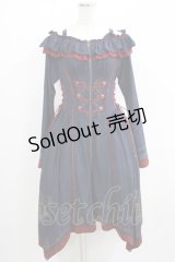 Ozz oneste / 薔薇刺繍ナポレオンZIPワンピース  ネイビー H-25-05-19-007-OO-OP-KB-ZH