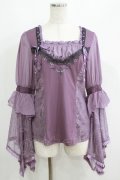 Ozz oneste / レース姫袖カットソー  パープル H-25-05-19-066-OO-TO-KB-ZH