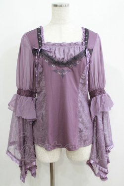 画像1: Ozz oneste / レース姫袖カットソー  パープル H-25-05-19-066-OO-TO-KB-ZH