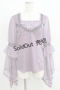 画像1: Ozz oneste / レース姫袖カットソー  パープル H-25-05-19-066-OO-TO-KB-ZH