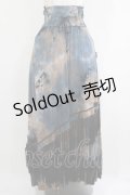 Ozz Croce / フリンジロングスカート  紺×茶ムラ染 H-25-05-19-014-OO-SK-KB-ZH