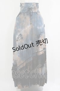 Ozz Croce / フリンジロングスカート  紺×茶ムラ染 H-25-05-19-014-OO-SK-KB-ZH