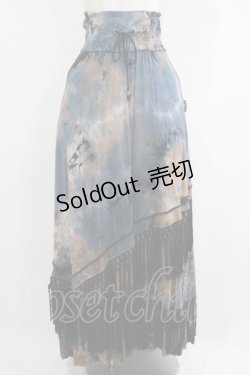 画像1: Ozz Croce / フリンジロングスカート  紺×茶ムラ染 H-25-05-19-014-OO-SK-KB-ZH