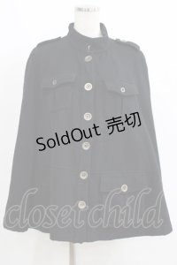 PEACE NOW / ボタンウールマント M 黒 H-25-05-19-017-PU-CO-KB-ZT-C063