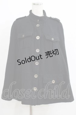 画像1: PEACE NOW / ボタンウールマント M 黒 H-25-05-19-017-PU-CO-KB-ZT-C063