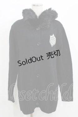 画像1: ALGONQUINS / フード付きニットカーディガン F 黒 H-25-05-19-020-AL-TO-KB-ZT155