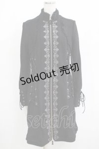 Ozz oneste / リブ切替刺繍ZIPコート  黒 H-25-05-19-021-OO-CO-KB-ZT-C063