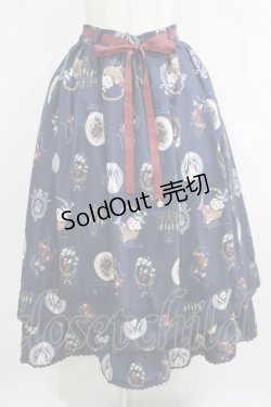 画像1: axes femme / アンティークフルーツ柄スカート Free ネイビー H-25-05-20-021-AX-SK-NS-ZH