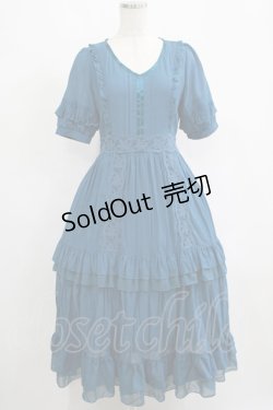 画像1: axes femme / レースラインティアードワンピース M ブルーグリーン H-25-05-20-034-AX-OP-NS-ZH