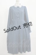 m petit by misako / レース襟プリーツワンピース M ブルー H-25-05-20-035-LO-OP-NS-ZH