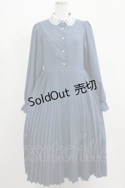 画像1: m petit by misako / レース襟プリーツワンピース M ブルー H-25-05-20-035-LO-OP-NS-ZH