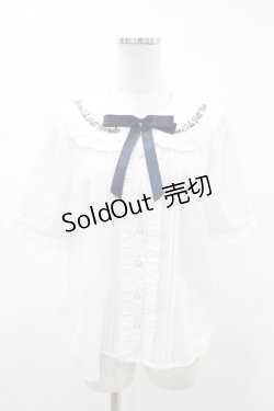 画像1: Amavel / メッセージカラーフリルブラウス FREE オフ/ネイビー H-25-05-20-1046-CA-BL-NS-ZH