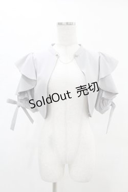画像1: axes femme POETIQUE / フリル半袖ショートボレロ M グレー H-25-05-20-1049-AX-TO-NS-ZH