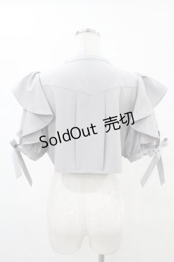 画像2: axes femme POETIQUE / フリル半袖ショートボレロ M グレー H-25-05-20-1049-AX-TO-NS-ZH