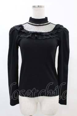 画像1: Ank Rouge / ヨークチュールパールトップス M ブラック H-25-05-20-1053-CA-TO-NS-ZH