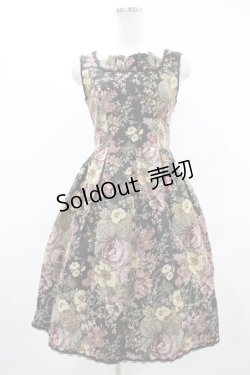 画像1: Victorian maiden / ゴブラン後ろ編み上げジャンパースカート Free ブラック H-25-05-20-1013-CL-OP-NS-ZH
