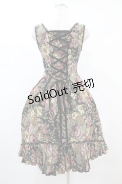 画像2: Victorian maiden / ゴブラン後ろ編み上げジャンパースカート Free ブラック H-25-05-20-1013-CL-OP-NS-ZH