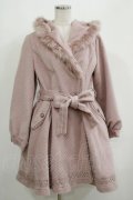 axes femme / 裾レース使いフード付きコート M ピンク H-25-05-20-041-AX-CO-NS-ZH