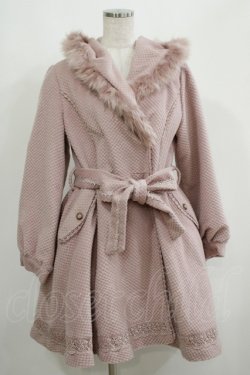 画像1: axes femme / 裾レース使いフード付きコート M ピンク H-25-05-20-041-AX-CO-NS-ZH