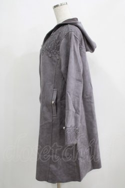 画像2: axes femme / レース使いスエードコート M チャコール H-25-05-20-045-AX-CO-NS-ZH
