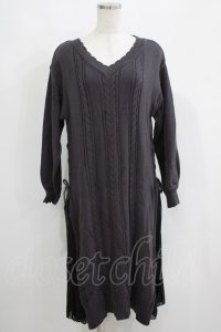 axes femme / サイドプリーツニットワンピース M チャコール H-25-05-20-047-AX-OP-NS-ZH