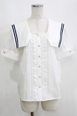 画像1: axes femme / マリン風セーラーカラーブラウス Free オフ H-25-05-20-064-AX-BL-NS-ZH