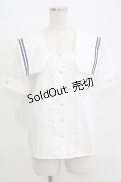 画像1: axes femme / マリン風セーラーカラーブラウス Free オフ H-25-05-20-064-AX-BL-NS-ZH