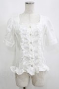 axes femme NOSTALGIE / フロントフリルブラウス M オフ H-25-05-20-065-AX-BL-NS-ZH