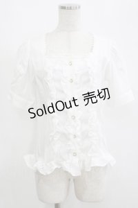 axes femme NOSTALGIE / フロントフリルブラウス M オフ H-25-05-20-065-AX-BL-NS-ZH
