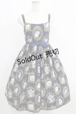 画像1: Enchantlic Enchantilly / 猫の王女達の肖像画ジャンパースカート Free ネイビー H-25-05-21-003-LO-OP-NS-ZH