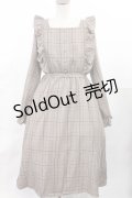 m petit by misako / チェック長袖ワンピース M ブラウン H-25-05-21-1008-LO-OP-YZ-ZH