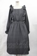 m petit by misako / チェック長袖ワンピース L グレー H-25-05-21-1009-LO-OP-YZ-ZH