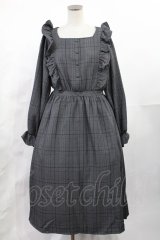 m petit by misako / チェック長袖ワンピース L グレー H-25-05-21-1009-LO-OP-YZ-ZH