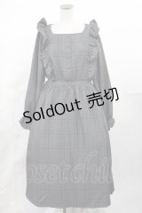 m petit by misako / チェック長袖ワンピース L グレー H-25-05-21-1009-LO-OP-YZ-ZH