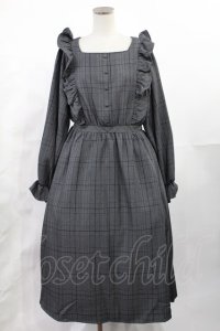 m petit by misako / チェック長袖ワンピース L グレー H-25-05-21-1009-LO-OP-YZ-ZH