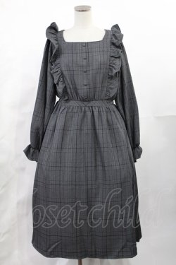 画像1: m petit by misako / チェック長袖ワンピース L グレー H-25-05-21-1009-LO-OP-YZ-ZH