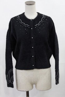 画像1: an another angelus / スカラップパール刺繍ファーライクニットカーディガン Free ブラック H-25-05-21-1017-CA-TO-NS-ZH