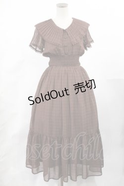 画像1: an another angelus / プリーツフリル衿シアーチェックワンピース Free BROWN H-25-05-21-1002-CA-OP-NS-ZH