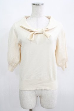 画像1: F&A / ボウタイ5分袖ニットプルオーバー Free IVORY H-25-05-21-064-LO-TO-NS-ZH