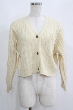画像1: Fi.n.t / モノグラムロゴ刺繍ケーブルニットカーディガン Free IVORY H-25-05-21-066-CA-TO-NS-ZH