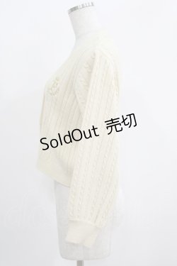 画像2: Fi.n.t / モノグラムロゴ刺繍ケーブルニットカーディガン Free IVORY H-25-05-21-066-CA-TO-NS-ZT429