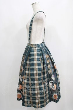 画像2: Forest Wardrobe（海外ロリータブランド） / Bouquet Plaid Strap Skirt XL グリーン H-25-05-21-022-GO-SK-NS-ZH