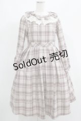 Melody BasKet / リボンとレースカラーのタータンチェックワンピース M ピンクベージュ H-25-05-22-001-LO-OP-KB-ZH