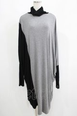NieR Clothing / 配色ハイネックワンピース  黒×グレー H-25-05-22-027-PU-OP-KB-ZH