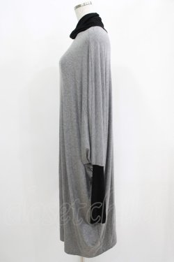 画像2: NieR Clothing / 配色ハイネックワンピース  黒×グレー H-25-05-22-027-PU-OP-KB-ZH