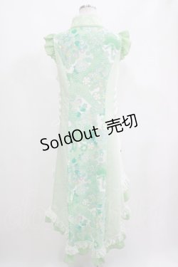 画像3: Qutie Frash / 和柄チャイナ後ろロングワンピ  ミントグリーン H-25-05-22-028-QU-OP-KB-ZH