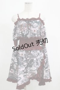 Qutie Frash / 和柄オフショルチュニック  ワイン H-25-05-22-030-QU-TO-KB-ZH