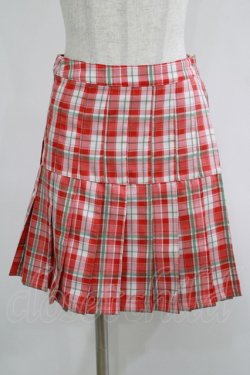 画像1: Candy Stripper / CHECK PLEATS MINI SKIRT S レッド H-25-05-22-035-PU-SK-KB-ZH