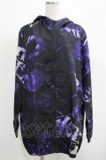 NieR Clothing / 総柄ZIPブルゾンパーカー  黒×紫 H-25-05-22-038-PU-TO-KB-ZH