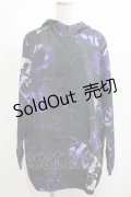 NieR Clothing / 総柄ZIPブルゾンパーカー  黒×紫 H-25-05-22-038-PU-TO-KB-ZT302